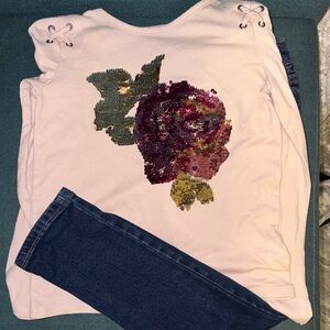 The Children's Place Sequence Top and Old Navy Blue Denim Jeans